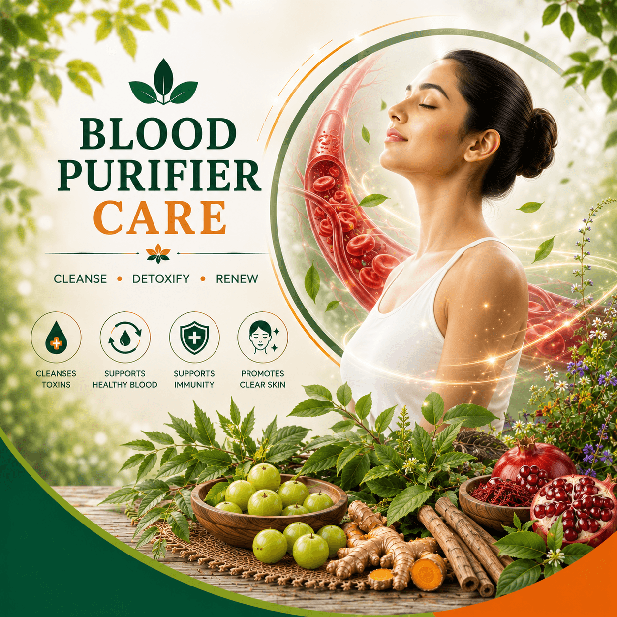 Blood Purifier natural detoxifying syrup and capsules for clear skin
